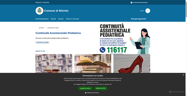 Security scan screenshot of https://www.comune.misinto.mb.it/it
