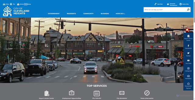 Security scan screenshot of clevelandheights.gov