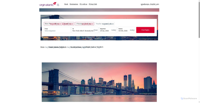 Security scan screenshot of https://flights.virginatlantic.com/en/flights-to-new-york