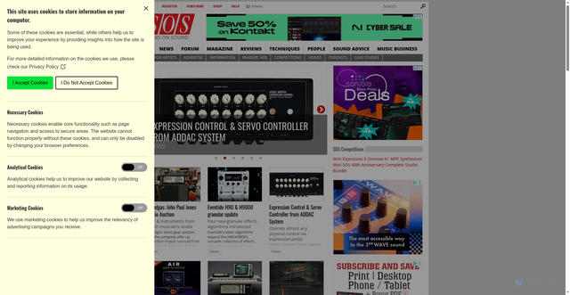Security scan screenshot of https://soundonsound.com