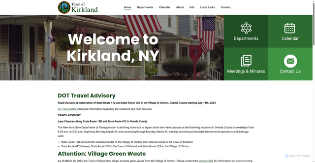 Security scan screenshot of https://townofkirkland.gov/