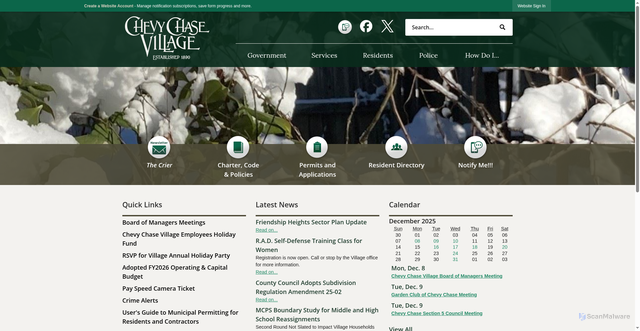 Security scan screenshot of https://chevychasevillagemd.gov/