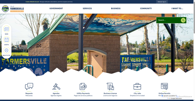 Security scan screenshot of https://www.cityoffarmersville-ca.gov/