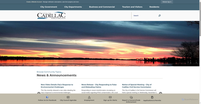 Security scan screenshot of https://www.cadillac-mi.net/