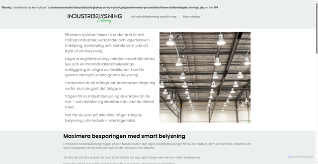 Security scan screenshot of https://industribelysninglinkoping.se