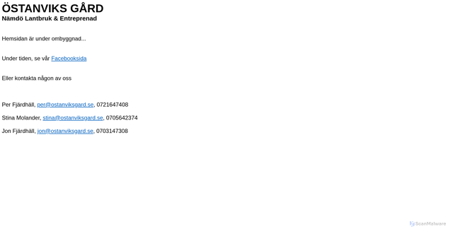 Security scan screenshot of https://ostanviksgard.se