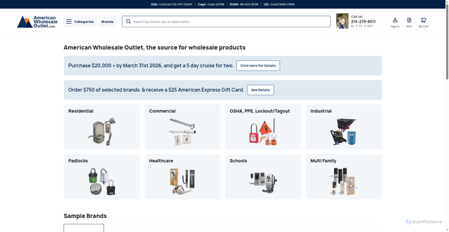 Security scan screenshot of https://americanwholesaleoutlet.com