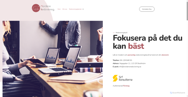 Security scan screenshot of https://nordensredovisning.se