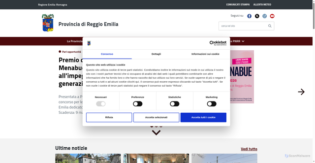 Security scan screenshot of https://www.provincia.re.it/
