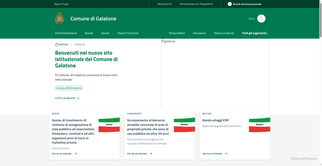 Security scan screenshot of https://www.comune.galatone.le.it/
