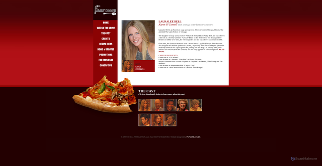 Security scan screenshot of http://www.familydinneronline.com/thecast_lauralee.html