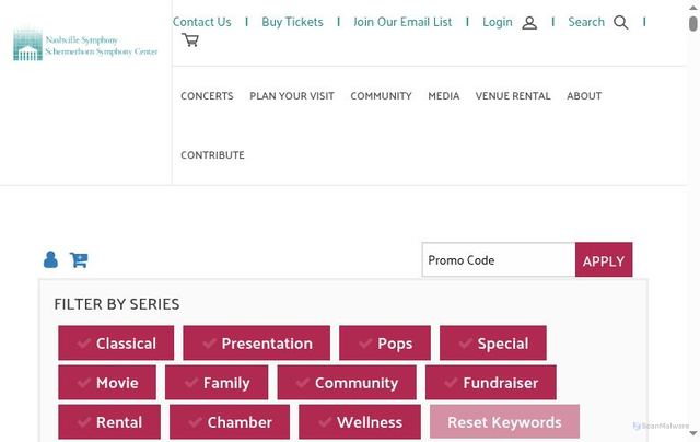Security scan screenshot of https://www.nashvillesymphony.org/tickets