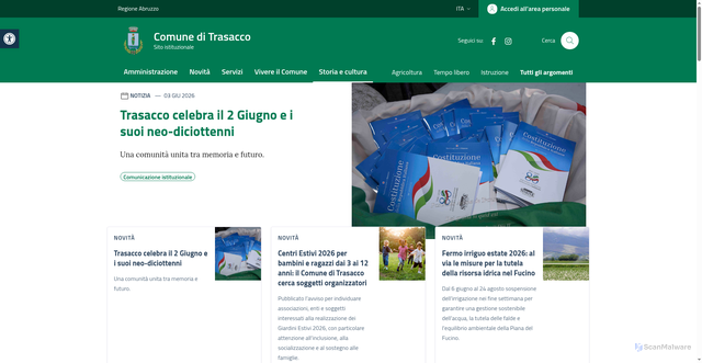 Security scan screenshot of https://www.comune.trasacco.aq.it