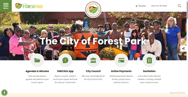 Security scan screenshot of http://www.forestparkga.gov/