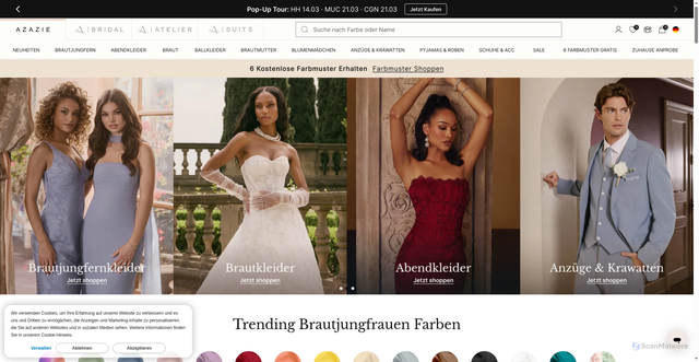 Security scan screenshot of https://azazie.com