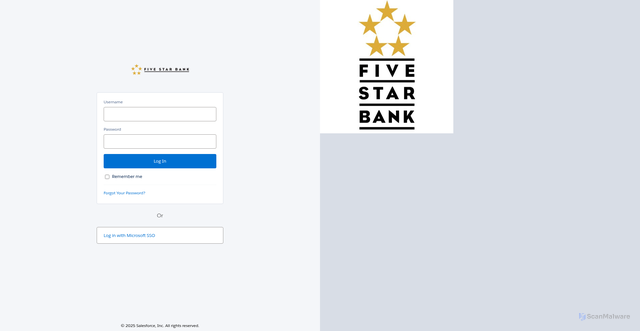 Security scan screenshot of https://fivestarbank.lightning.force.com