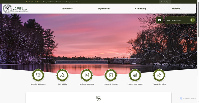 Security scan screenshot of https://nsmithfieldri.gov/