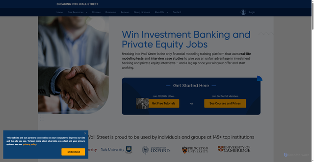 Security scan screenshot of https://breakingintowallstreet.com