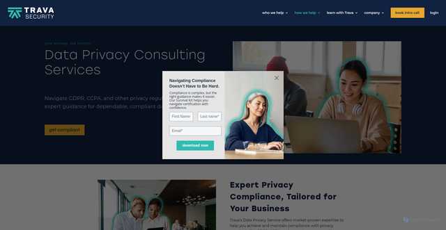 Security scan screenshot of https://travasecurity.com/data-privacy-consulting-services/
