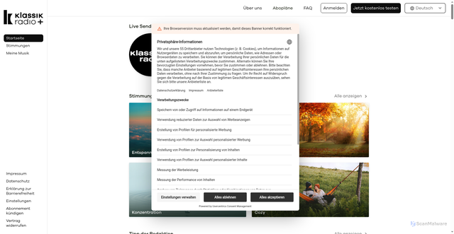 Security scan screenshot of https://klassikradioplus.de