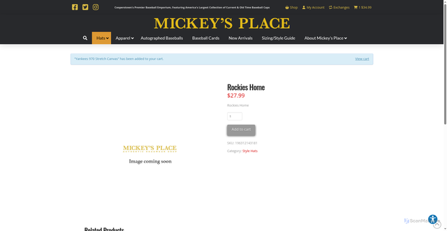 Security scan screenshot of https://www.mickeysplace.com/product/rockies-home-2/?add-to-cart=118883