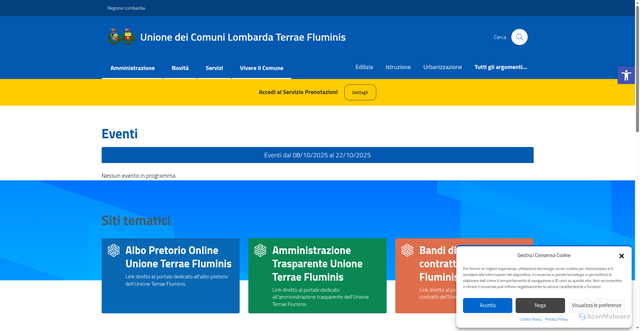 Security scan screenshot of https://unioneterraefluminis.cr.it/