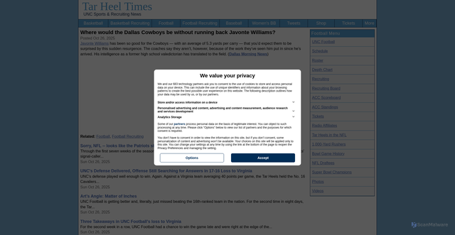 Security scan screenshot of https://www.tarheeltimes.com/article161964.aspx