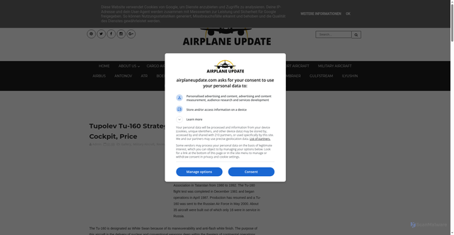 Security scan screenshot of https://www.airplaneupdate.com/2019/10/tupolev-tu-160.html