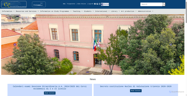 Security scan screenshot of https://www.conservatorio.sassari.it/