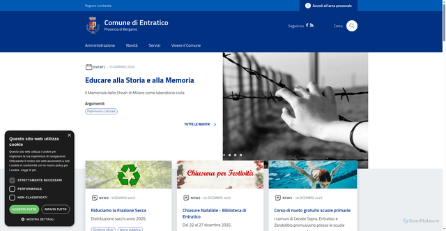 Security scan screenshot of https://www.comune.entratico.bg.it/