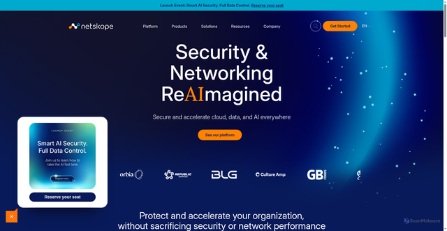 Security scan screenshot of https://netskope.com