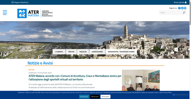Security scan screenshot of https://www.atermatera.it/