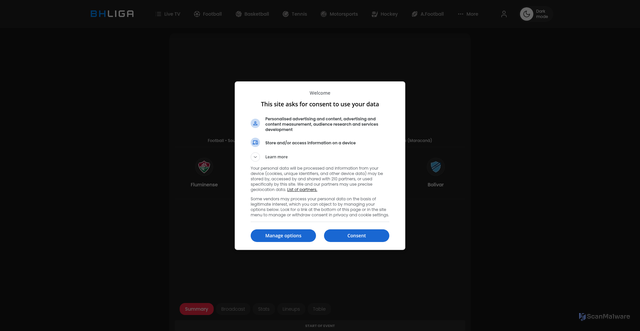 Security scan screenshot of https://bhliga.com/match/4690205