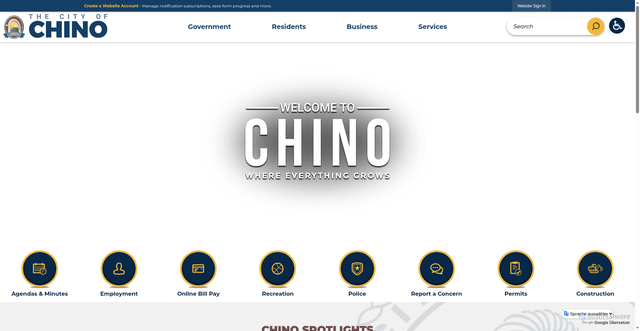 Security scan screenshot of https://www.cityofchino.org/