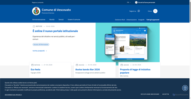 Security scan screenshot of https://www.comune.vescovato.cr.it
