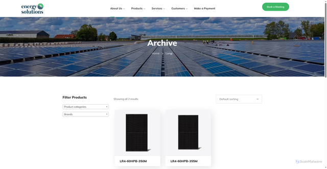 Security scan screenshot of https://energysolutions-solar.com/brand/longi/
