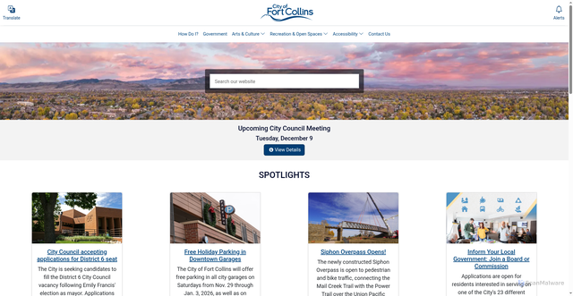 Security scan screenshot of https://www.fcgov.com/