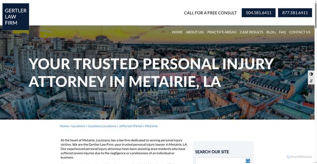 Security scan screenshot of https://www.neworleanspersonalinjury.com/locations/la/jefferson-parish/metairie/