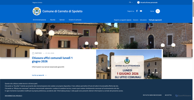 Security scan screenshot of https://www.comune.cerretodispoleto.pg.it