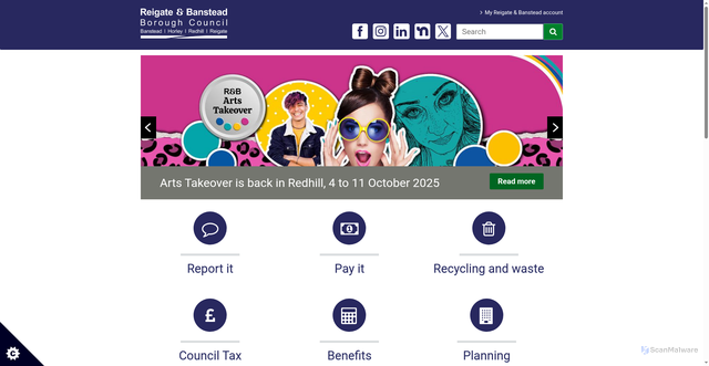 Security scan screenshot of https://www.reigate-banstead.gov.uk/