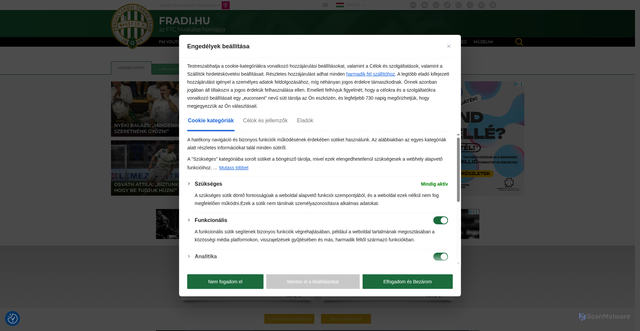 Security scan screenshot of https://fradi.hu
