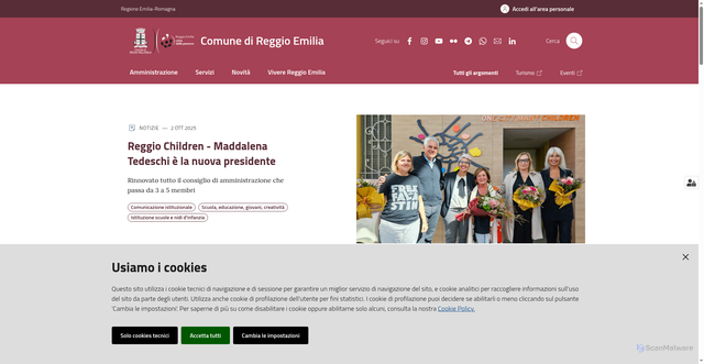 Security scan screenshot of https://www.comune.reggioemilia.it/