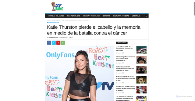 Security scan screenshot of https://www.ucvradio.pe/noticias-del-mundo/katie-thurston-pierde-el-cabello-y-la-memoria-en-medio-de-la-batalla-contra-el-cancer/22385/