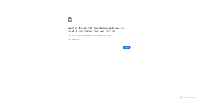 Security scan screenshot of https://client-cp.storagegateway.us-east-1.amazonaws.com