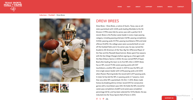 Security scan screenshot of https://www.tshof.org/store/p43/Drew_Brees.html