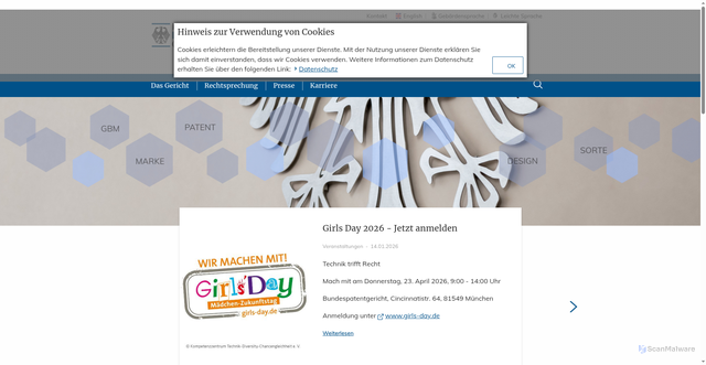 Security scan screenshot of https://www.bundespatentgericht.de/DE/Home/home_node.html