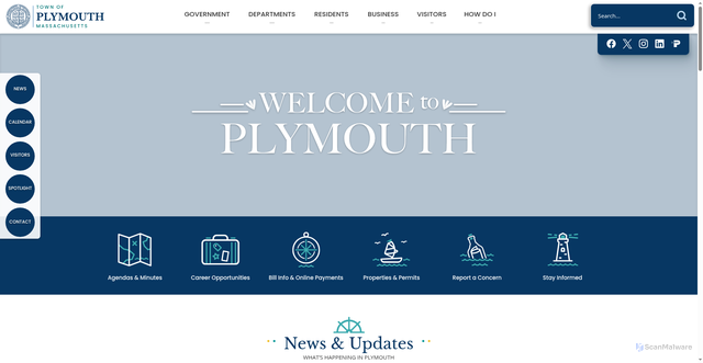 Security scan screenshot of https://plymouth-ma.gov/