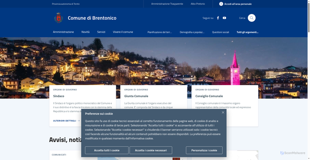 Security scan screenshot of https://www.comune.brentonico.tn.it