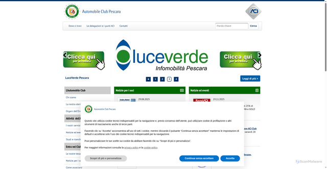 Security scan screenshot of https://pescara.aci.it/