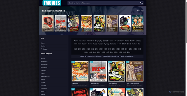 Security scan screenshot of https://fimovies.net/films/film-noir/